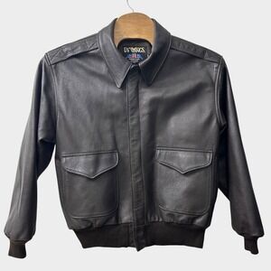 US Wings A-2 Leather Bomber Jacket Men's Size 2XL Dark Brown Made In USA